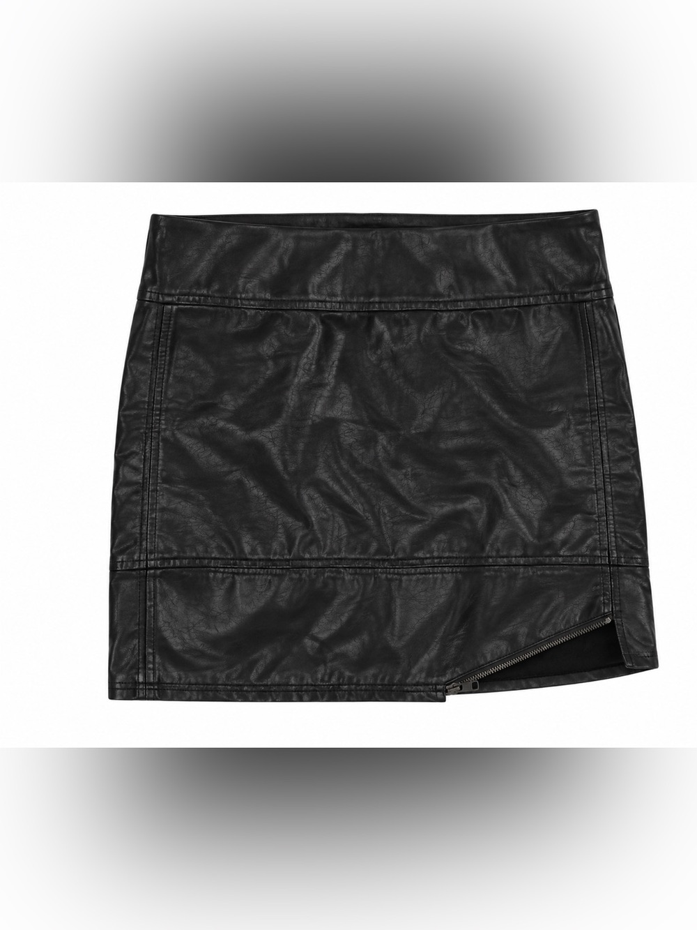 Free People Black Faux Leather Mini Skirt with Side Zip